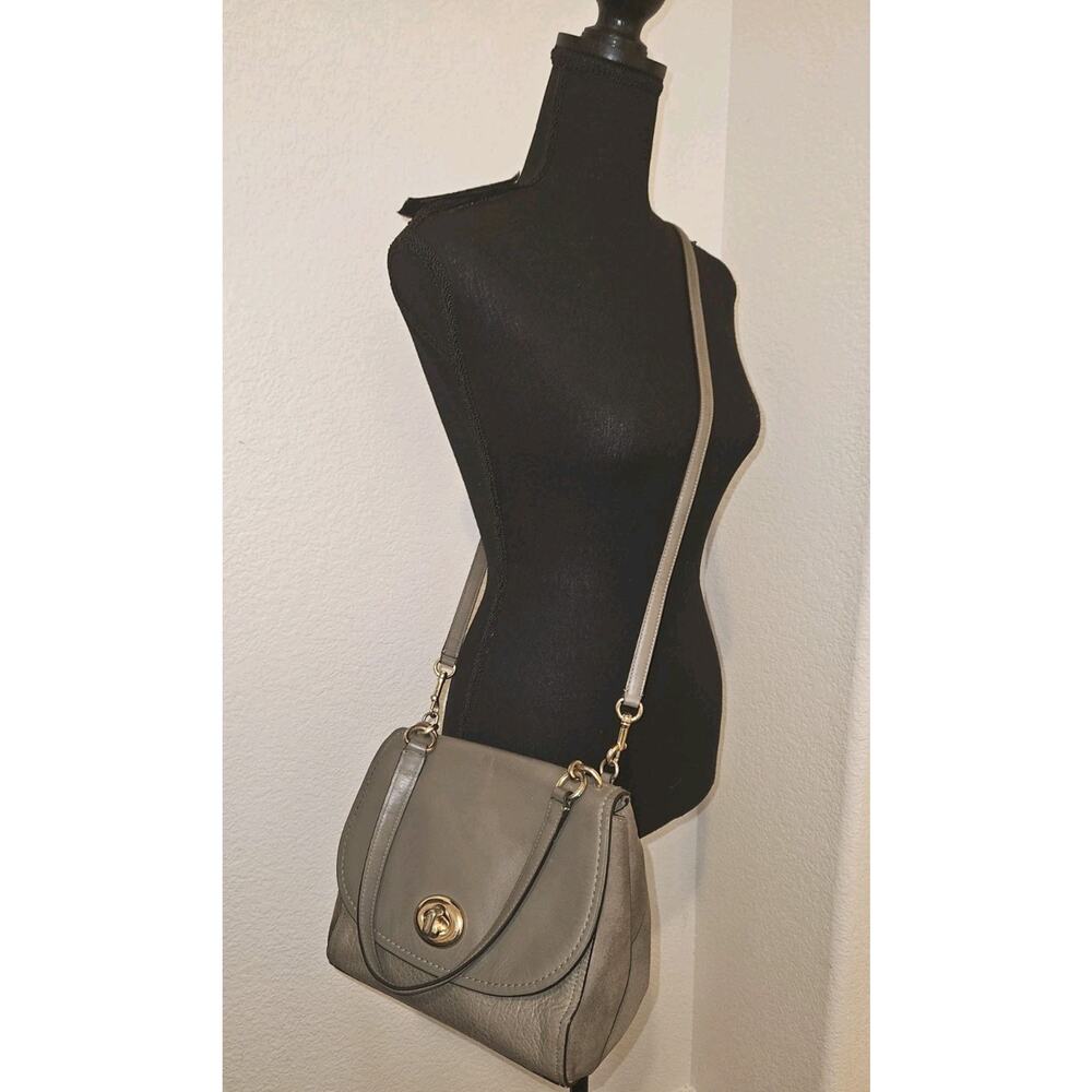 COACH Faye F22348 Taupe Mixed Leather Suede Handbag 10x8x4 *read - Picture 2 of 16